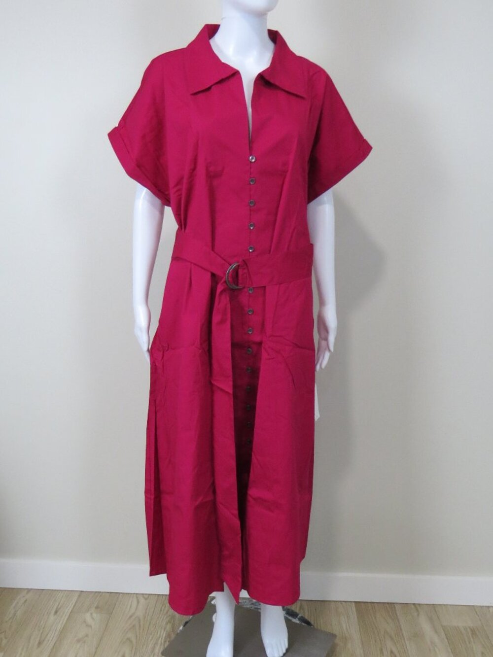 NEW Universal Standard Sandy Stretch Poplin Shirtdress SIZE M (18/20) Berry Pink